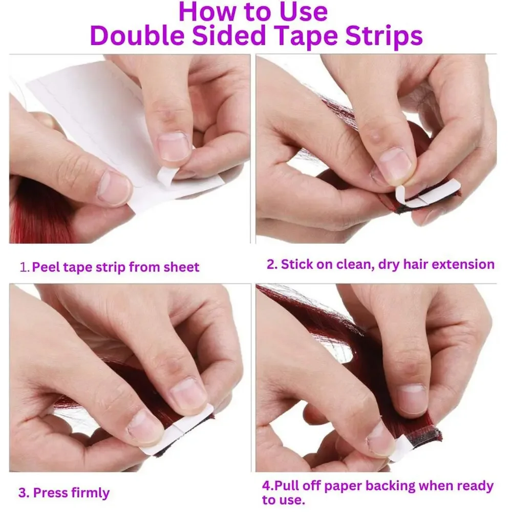 Double Sided Replacement Tape Tape-In Hair Extensions (5 Sheets /60 tape strips)